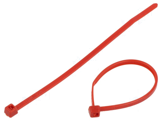 Kabelbinder; L: 100mm; W: 2,45mm; polyamide; 80N; rood; Ømax: 22mm Kabelbinder; L: 100mm; W: 2,45mm; polyamide; 80N; rood; Ømax: 22mm